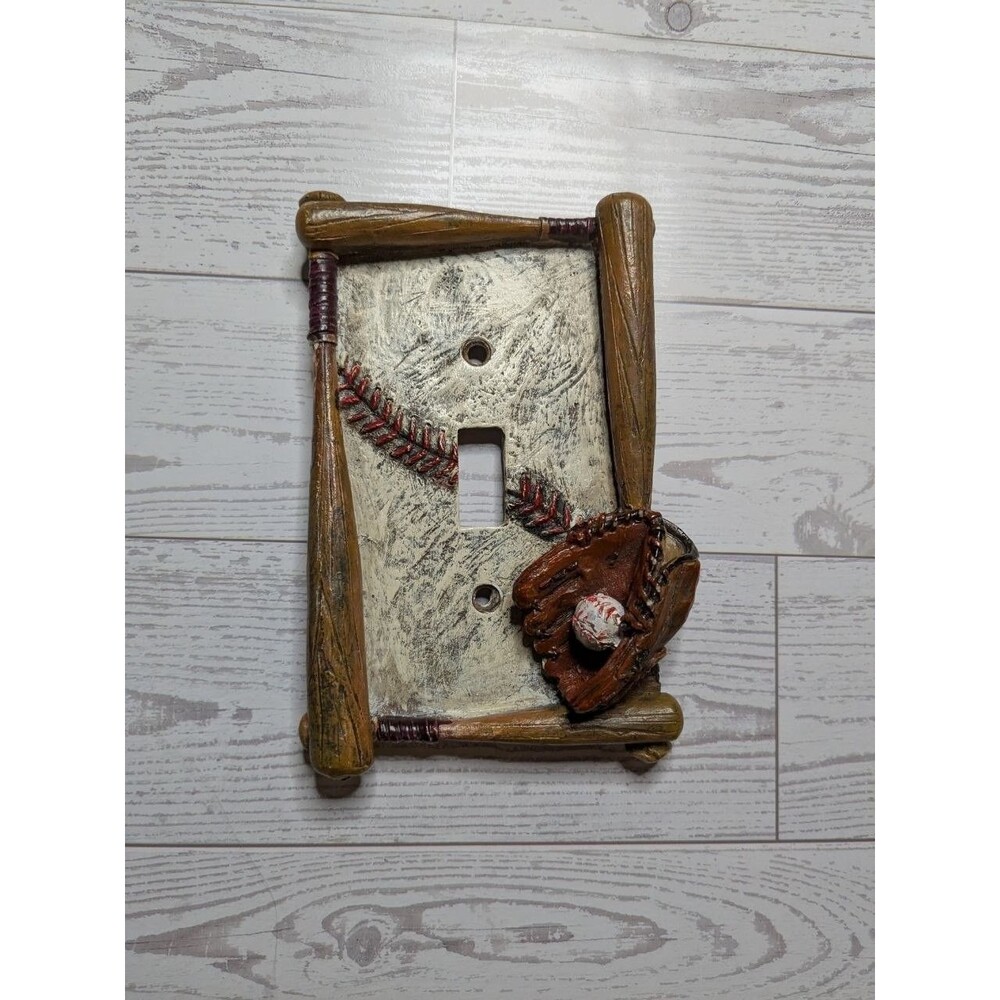 Hobby Lobby Baseball Bat & Glove Single Light Switch Cover Plate 3D Resin
